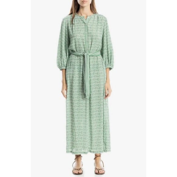 💕MAX STUDIO💕 Medallion Print Maxi Dress ~ Green/Cream Lettuce Codes Large NWT - Picture 2 of 12